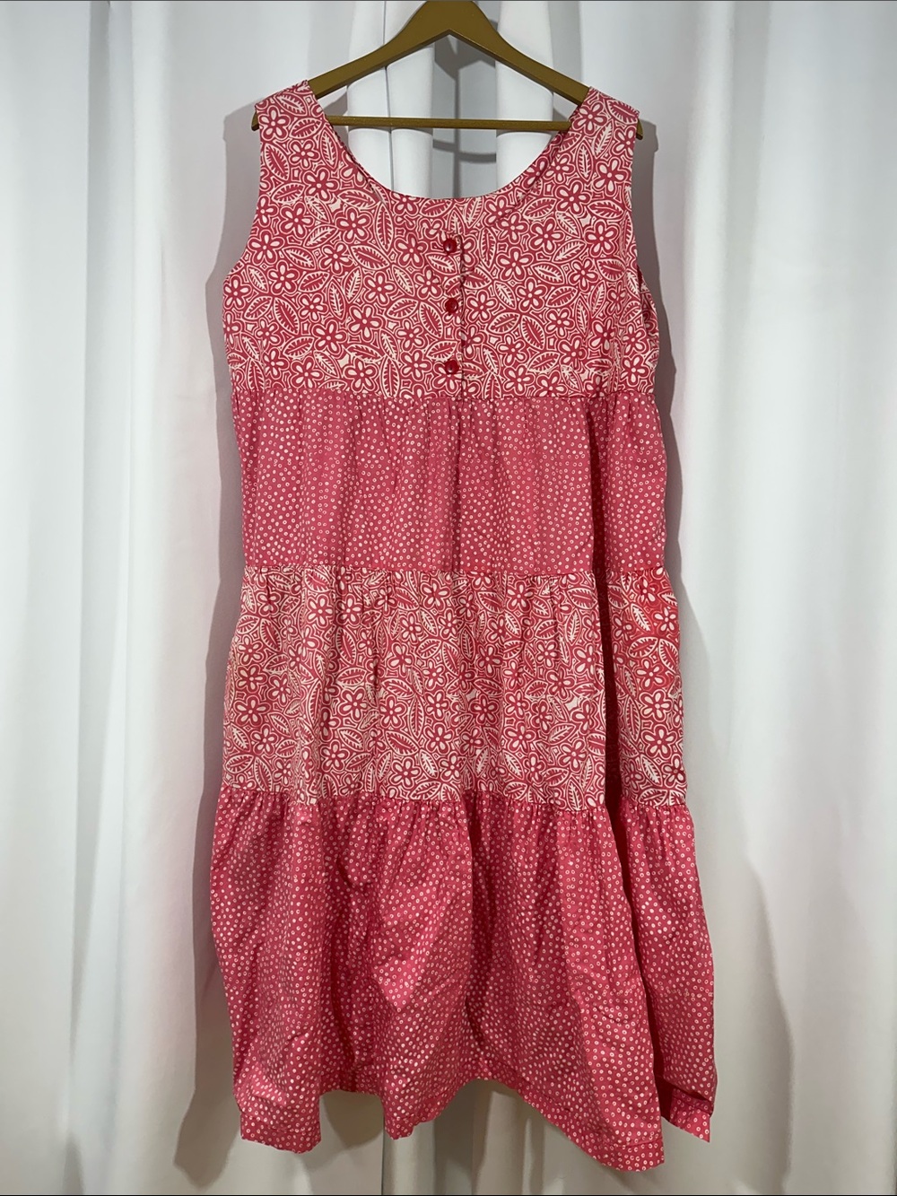 Blue Ginger Hawaiian Designs Dress Size XXL Pink Cotton Sundress Pockets